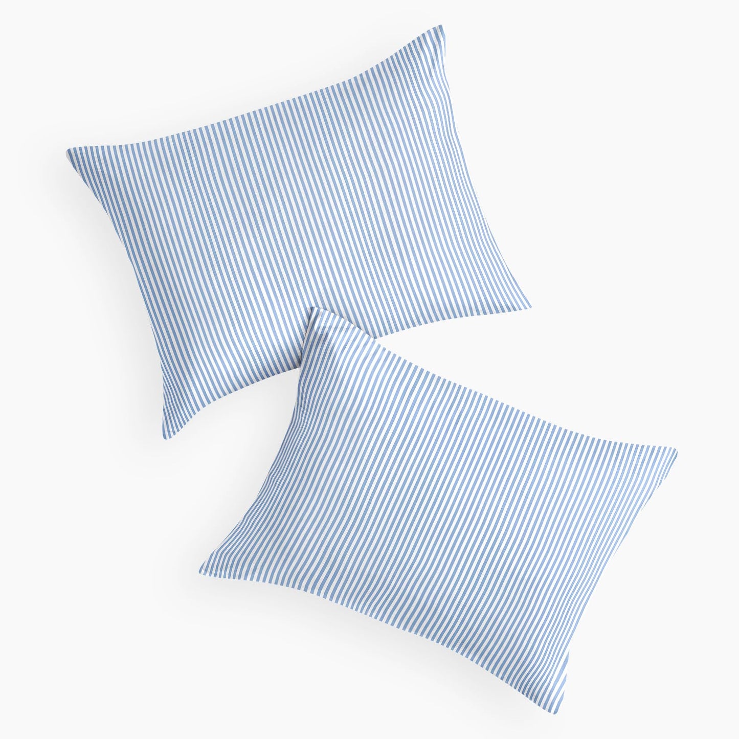 Wake In Cloud - Striped Pillow Cases, Ticking Vertical Pin Stripe Modern Farmhouse Pattern Printed, Set of 2 Soft Pillowcases Pillow Shams Covers, Blue White, Standard Size 20x26 Inches