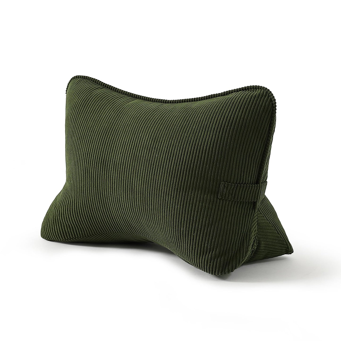 Ailuteie Pat. Pend. Corduroy Ergonomic Lumbar Support Pillow for Sitting Support, Triangle Back Cushion for Sofa, Armchair & Bed, Washable Cover, Avocado Green