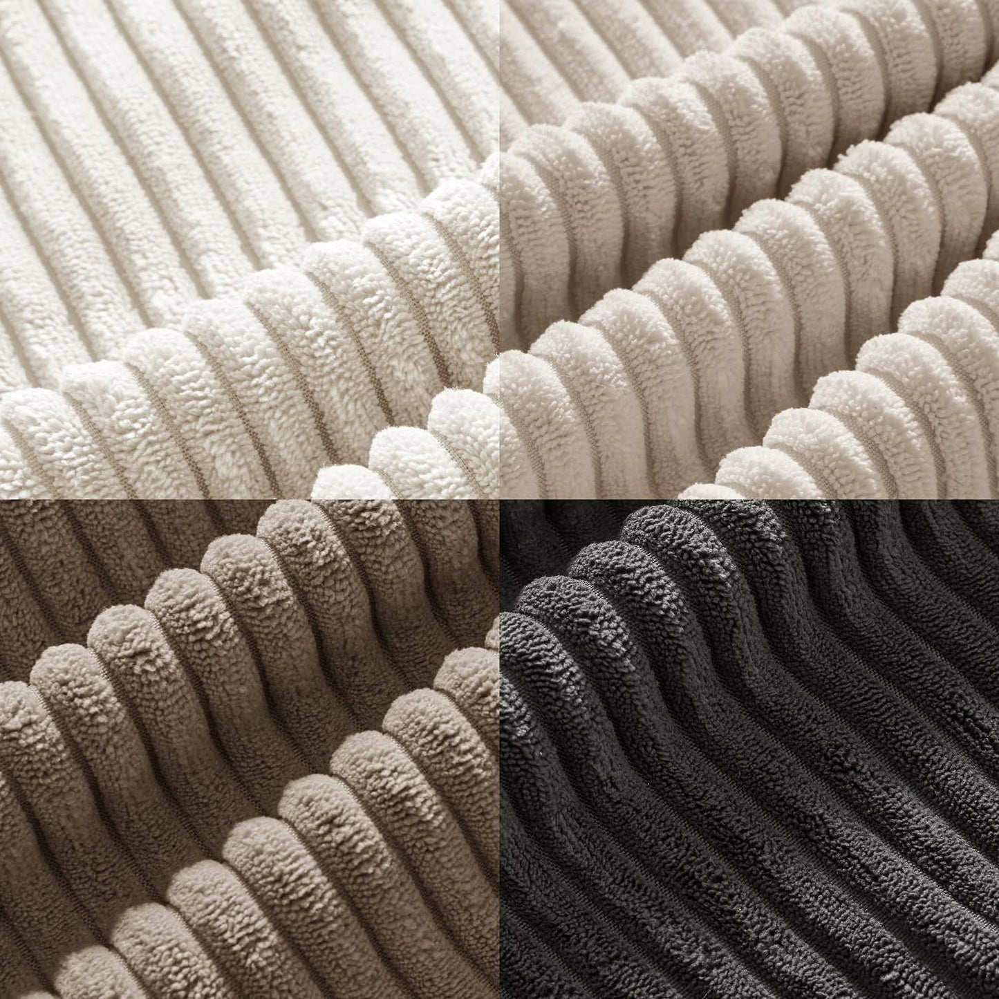 ANRODUO Pack of 4 Decorative Throw Pillows for Couch Neutral Gray 18x18 Inch Boho Cozy Soft Corduroy Cushion Covers Farmhouse Accent Pillowcases for Mid Century Summer Home Decor Sofa Bed Living Room
