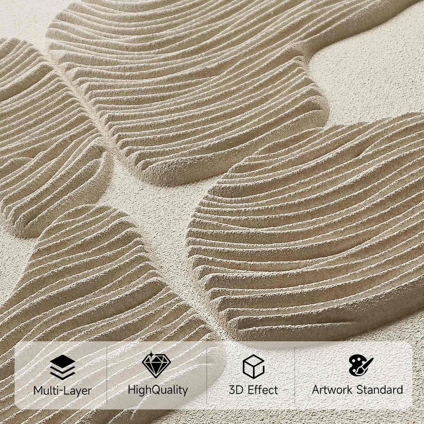 Large 3D Textured Wall Art for Living Room, Set of 3 Wabi Sabi Abstract Sandstone Relief Artwork with Solid Catalpa Wood Frame, Minimalist Triptych Pictures for Hallway Entryway, Sand Beige, 24x36 In