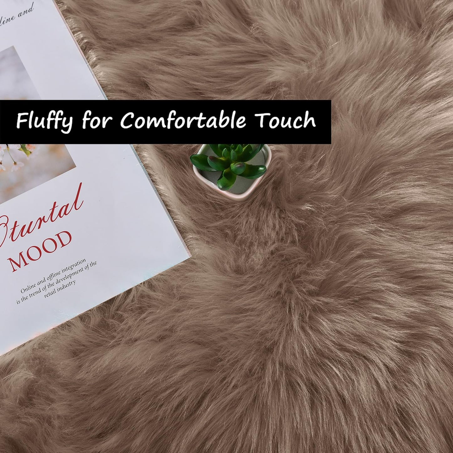 Goolela Beige Round Rug 4ft Fluffy Sheepskin Faux Fur Rug for Bedroom Bedside Living Room Fuzzy Furry Circle Carpet