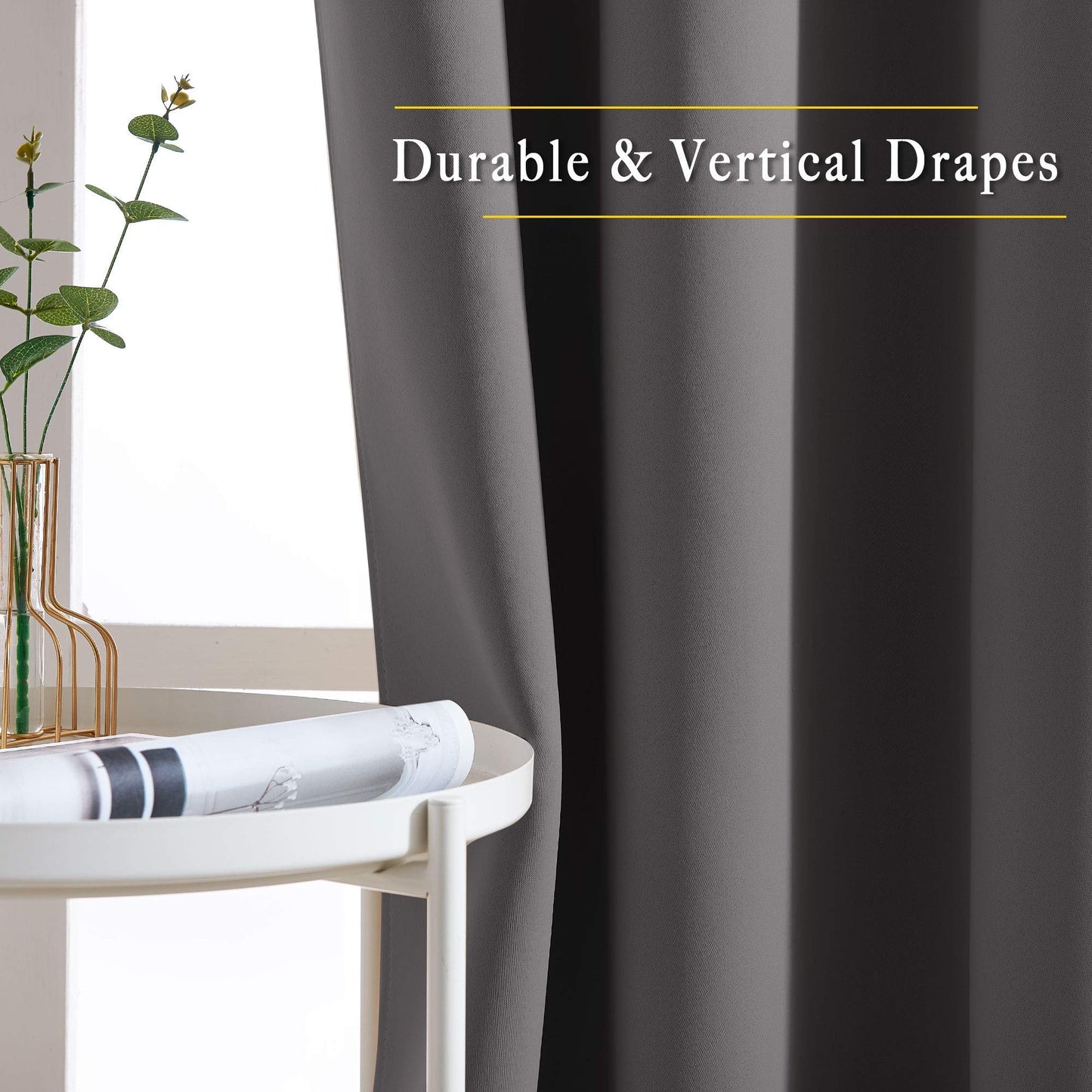 NICETOWN Bedroom Blackout Curtains Panels - Window Treatment Thermal Insulated Solid Grommet Blackout for Living Room (Set of 2 Panels, 52 by 54 Inch,Grey)