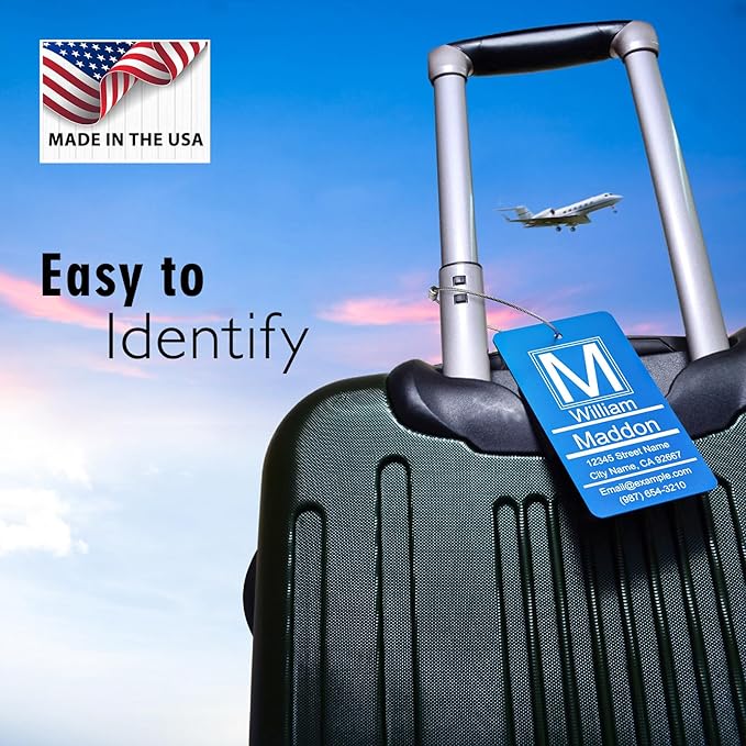 Luggage Tags for Suitcase - Personalized Engraved Metal Tag for Cruise Travel - Pink Custom Name Tags Suitable for Bags and Backpack