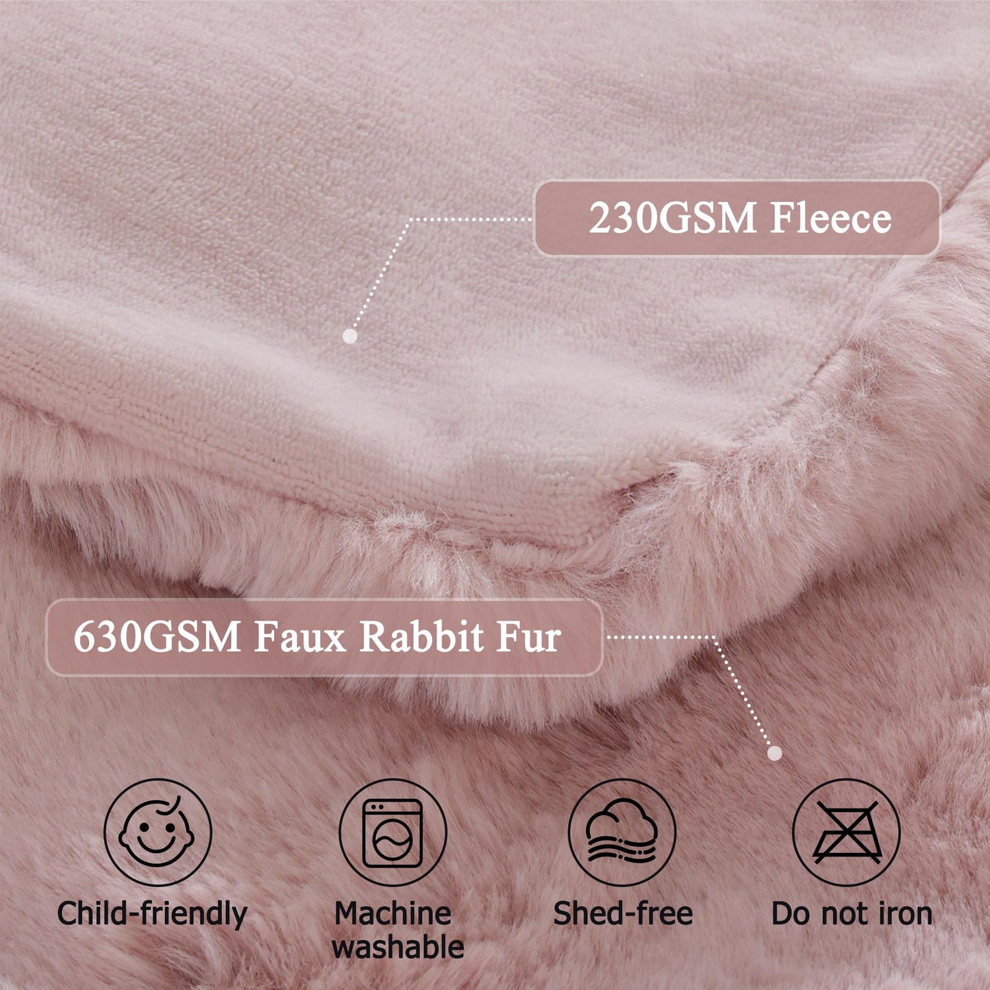 Cuddleux Cozy Fluffy Plush Faux Fur Blanket Pink 50x60 Inch Super Soft Fuzzy Thick Throw Blanket for Sofa Couch Bed