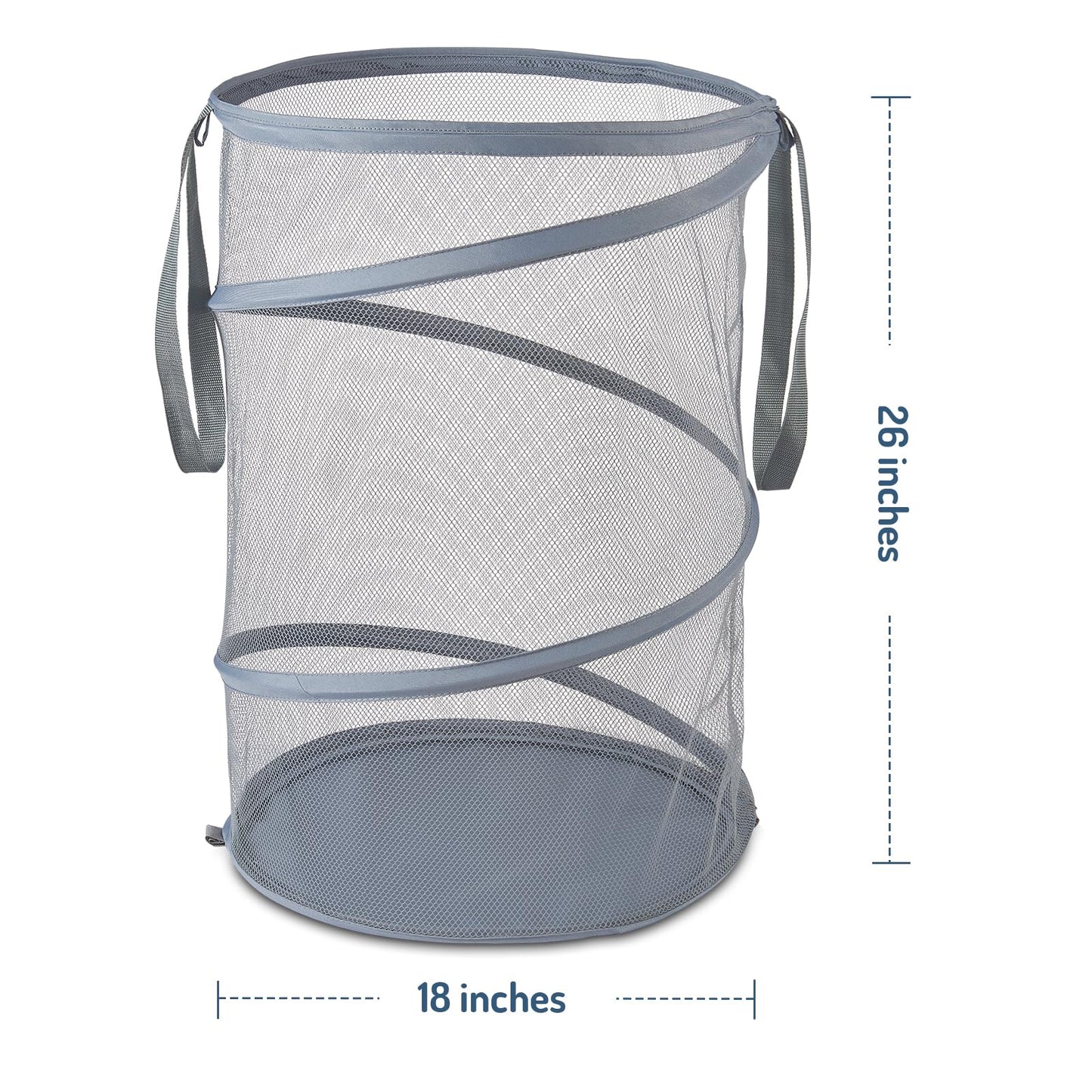Seiritex Mesh Popup Laundry Hamper 115L Collapsible Laundry Basket Extra Large Capacity Foldable Clothing Storage Basket with Handles 26 H x 18 W x 18 L (Gray)