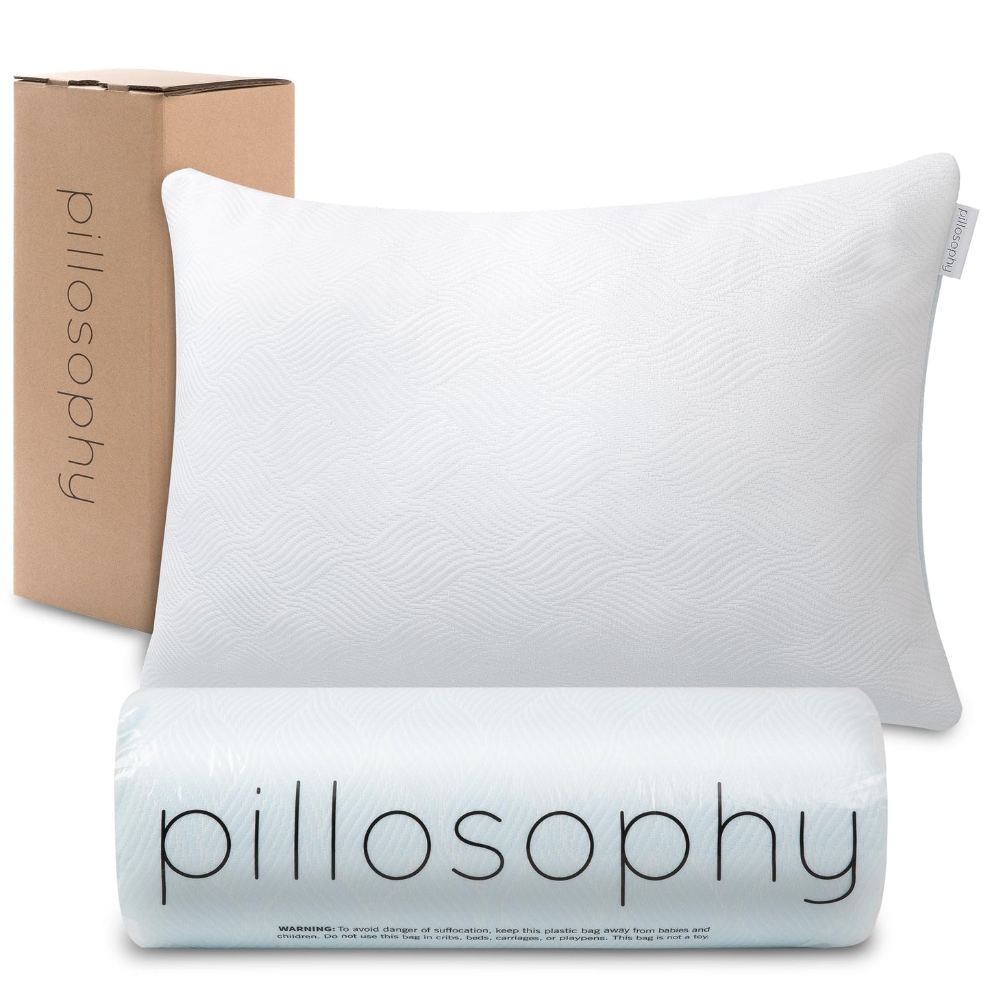 pillosophy Original Adjustable Loft Pillow • Gel-Infused Shredded Memory Foam Fill • Dual-Sided Washable Cooling Cover • Perfect for Back, Side, Stomach Sleepers (Queen Size, 1-pack)