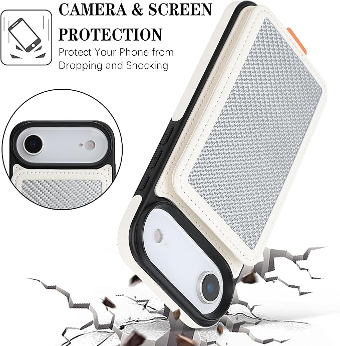 GUERNICA for iPhone 17 Air (6.7") Case Wallet with Card Holder, RFID Blocking Leather Protection, Shockproof Women Men Phone Case for iPhone Air, A - Silver White