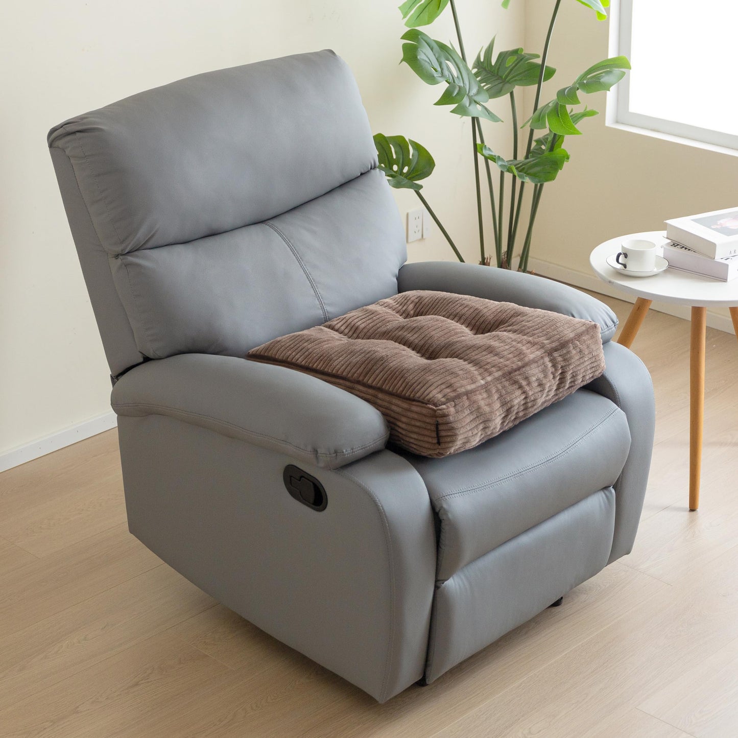 HIGOGOGO Tufted Corduroy Recliner Seat Cushion for Elderly, High Density Foam Large Square Seat Cushion for Recliner Chair, Floor Pillow, Office Chair, Car, No Pressure on Thighs, 20x20x4