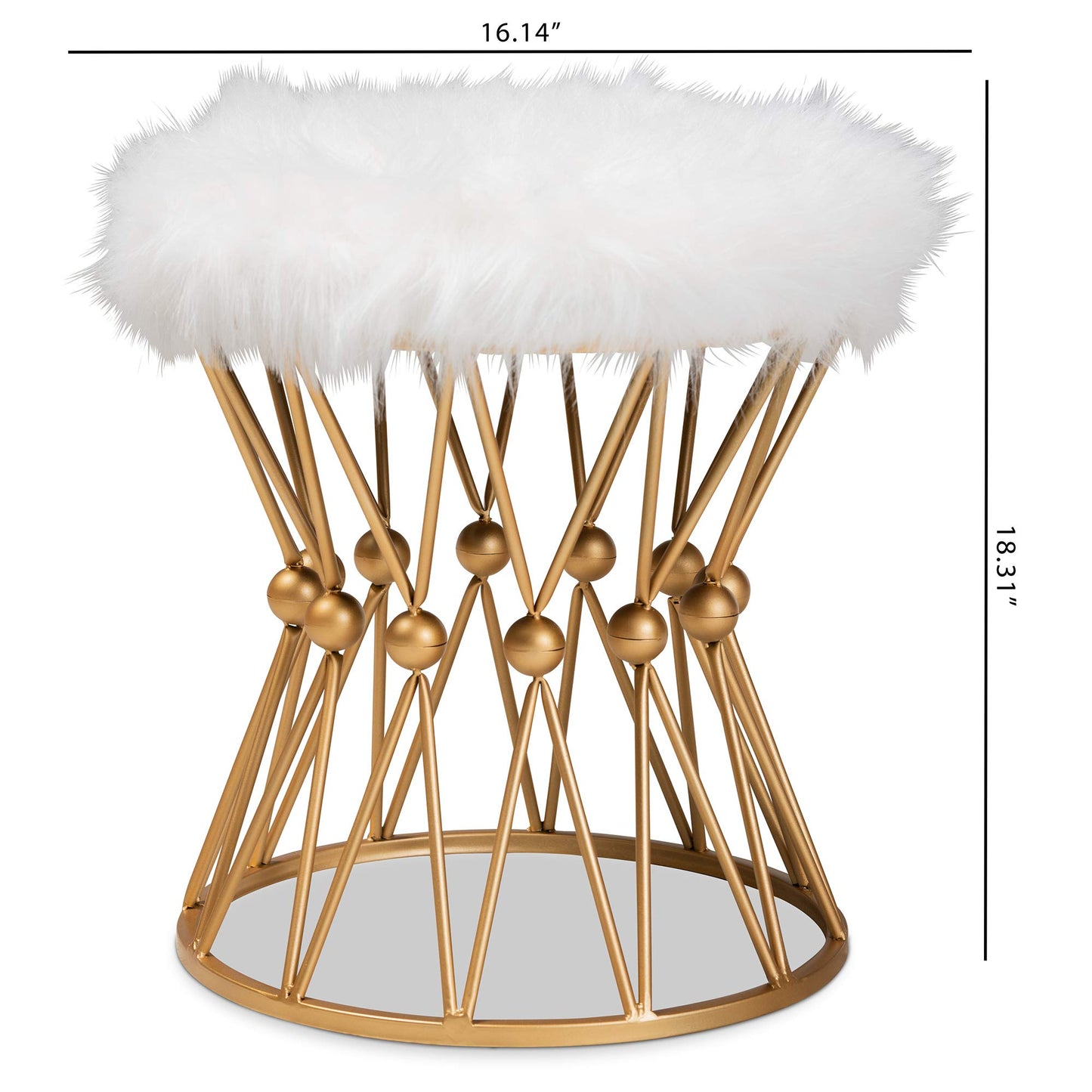 Baxton Studio Ottomans, White/Gold