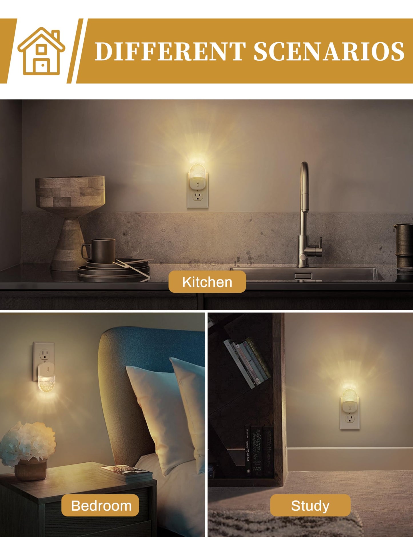 DORESshop LED Night Light, Baby Night Lights [2 Pack], Plug in Night Light with Auto Dusk to Dawn Sensor, Adjustable Brightness NightLight for Kids, Bathroom, Bedroom, Nursery Room, Soft White 3000k