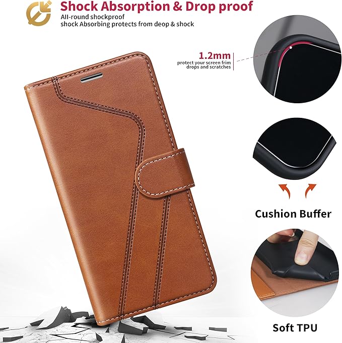 CIVICASE for iPhone 16 Pro Wallet Case,PU Leather Flip Case RFID Blocking Credit Card Holder Folio Magnetic Stand TPU Shockproof Cover Compatible with iPhone 16 Pro, Brown