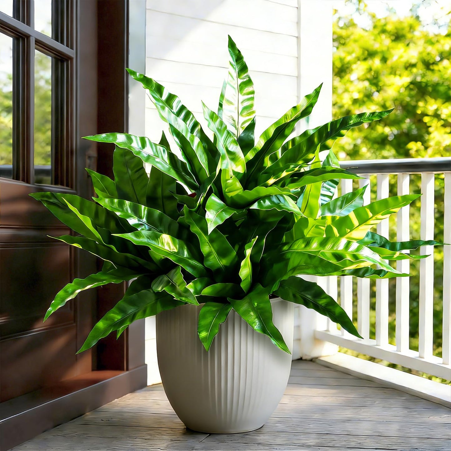Cherica Fake Ferns,Faux Outdoor Plants UV Resistant,3D Real Touch Fake Plants Total 60 Blades,Weatherproof Artificial Plants Outdoor Indoor for Garden Porch Home Office Living Room Decor