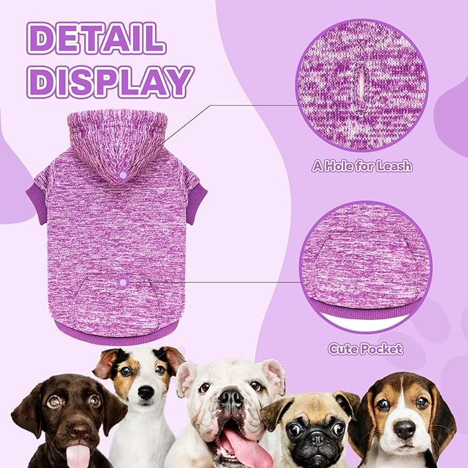 Dog Sweaters for Medium Dogs,Dog Hoodie Fleece Sweater Soft Pet Clothes Sweatshirt with Pocket Pet Hoodie for Medium Dogs(Purple&M)