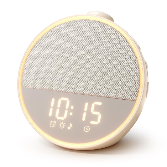 Narelu Sound Machine - Alarm Clock White Noise Sound Machine for Sleep, Night Light, 30 Soothing Sounds, 10 Gentle Alarms, Sleep Timer, Screen-Free Sleep Routine for Adults, Travel, Nightstand, Office