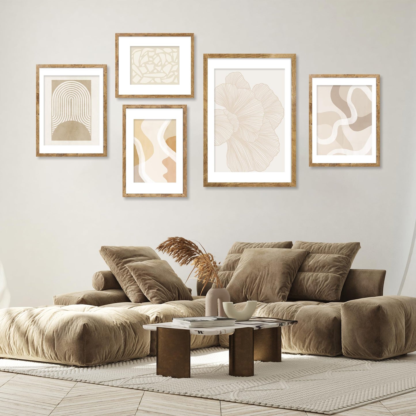 iRahmen 14x20 Picture Frame Set of 2, Brown Rustic Wood Poster Frame with Plexiglass, Display 12x18 Pictures with Mat or 14 x 20 Without Mat for Horizontal or Vertical Wall Mounting