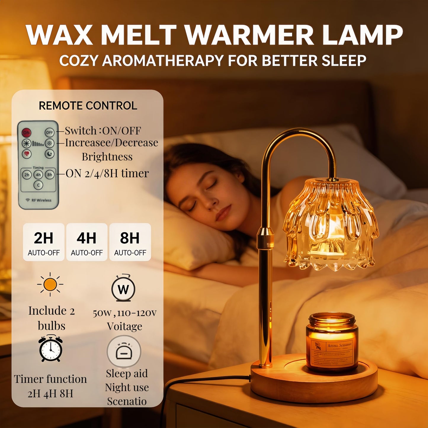ilhuihui Candle Warmer Lamp with Timer and Wireless Remote Control,Dimmable Candle Warmer for Jar Candles,New Home Decor,Birthday Gifts for Women Mom, House Warming Gifts New Home Decor with 2 Bulbs