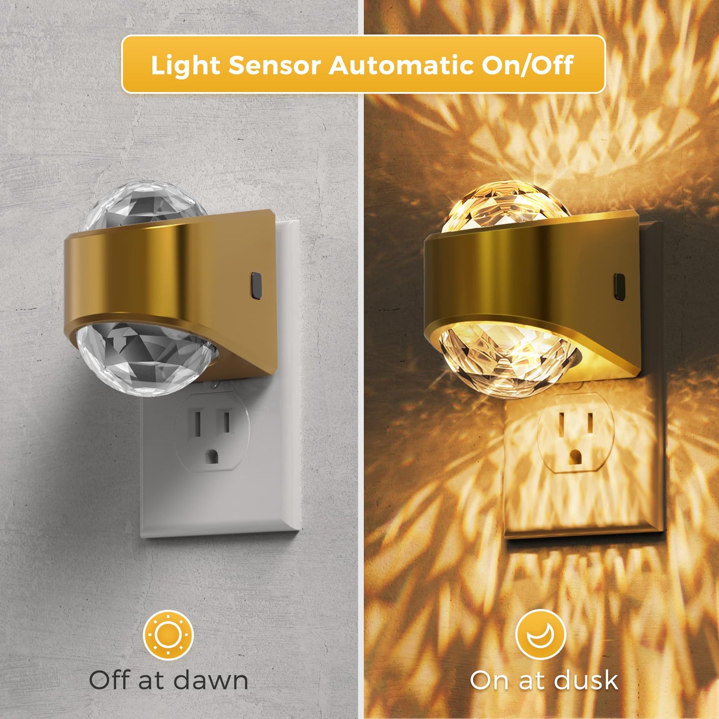 L LOHAS LED Projector Night Light,[2-Pack] Night Lights Plug into Wall,Dusk to Dawn Sensor,3000K Soft White,Brightness Adjustable,Projector Nightlight for Bathroom Bedroom Hallway