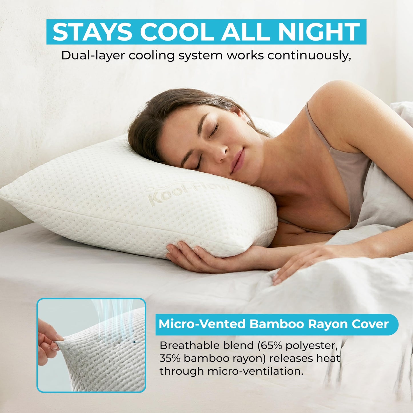 Xtreme Comforts Memory Foam Pillows | GREENGUARD Certified Shredded Foam Fill for Personalized Support | Slim Cooling Pillow for Sleeping on Side, Back & Stomach | 2 Pillows Standard Size
