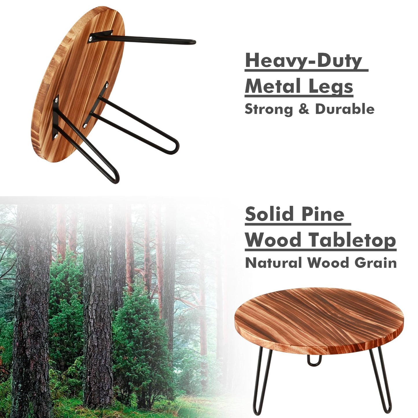 Wood Plant Stand 2 Pack Small Plant Stool Indoor 10 Inch Plant Riser Wooden Flower Stand Plant Holders Indoor Stand 6.3" Tall Planter Stands for Plants Corner Round Plant Table Outdoor Floor Plant Stand