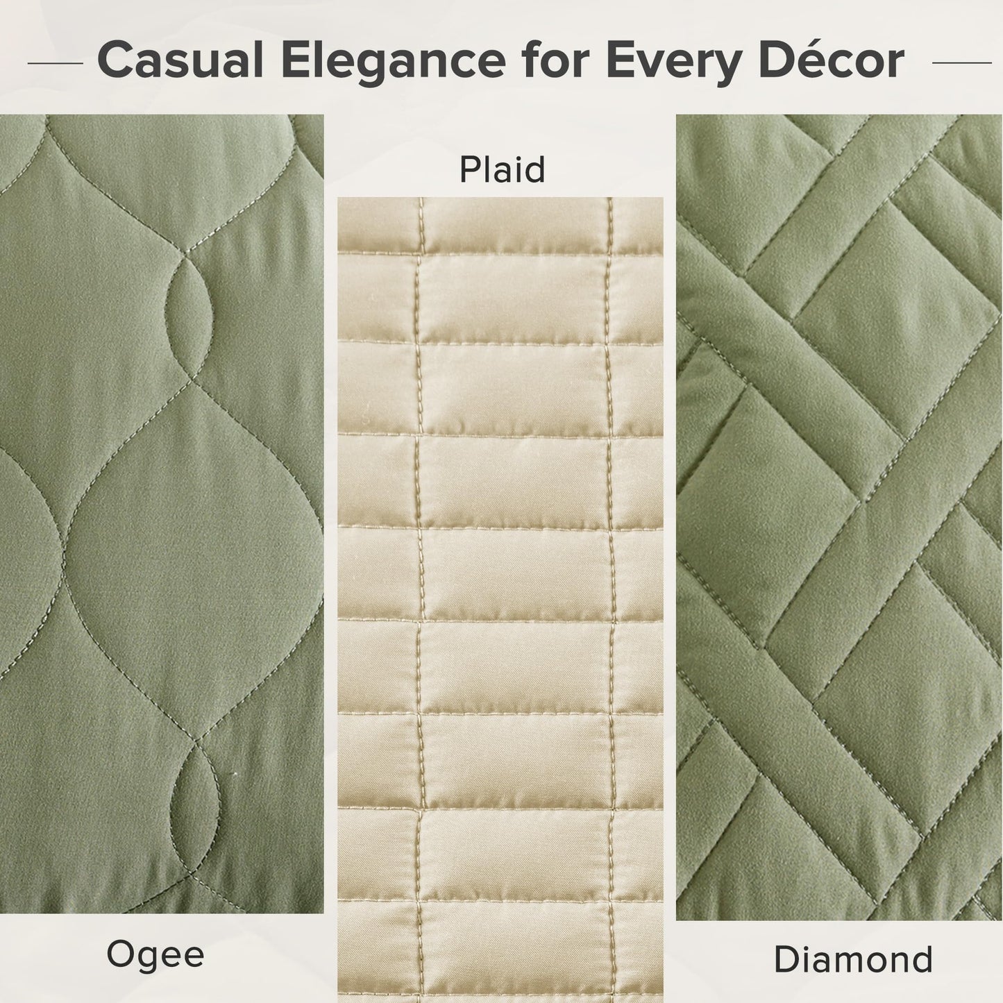 Comfort Spaces Twin Quilt Set Modern Reversible Diamond Coverlet Twin Bedding Set Cozy Quilted Winter Layer, All Season Lightweight Soft Twin Size Quilt, Kienna, Twin/Twin XL Olive Green 2 Piece