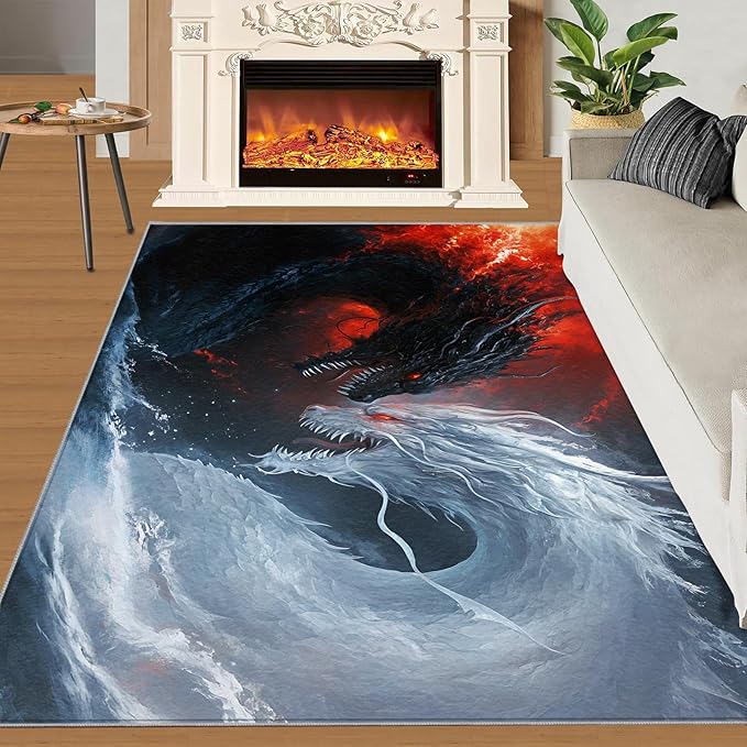 Graffiti Hip-Hop 5x8 Area Rugs for Living Room, Skateboarding Washable Non Slip Rugs, Street Art Low Pile Print Rug for Bedroom, Dining Room, Home Office