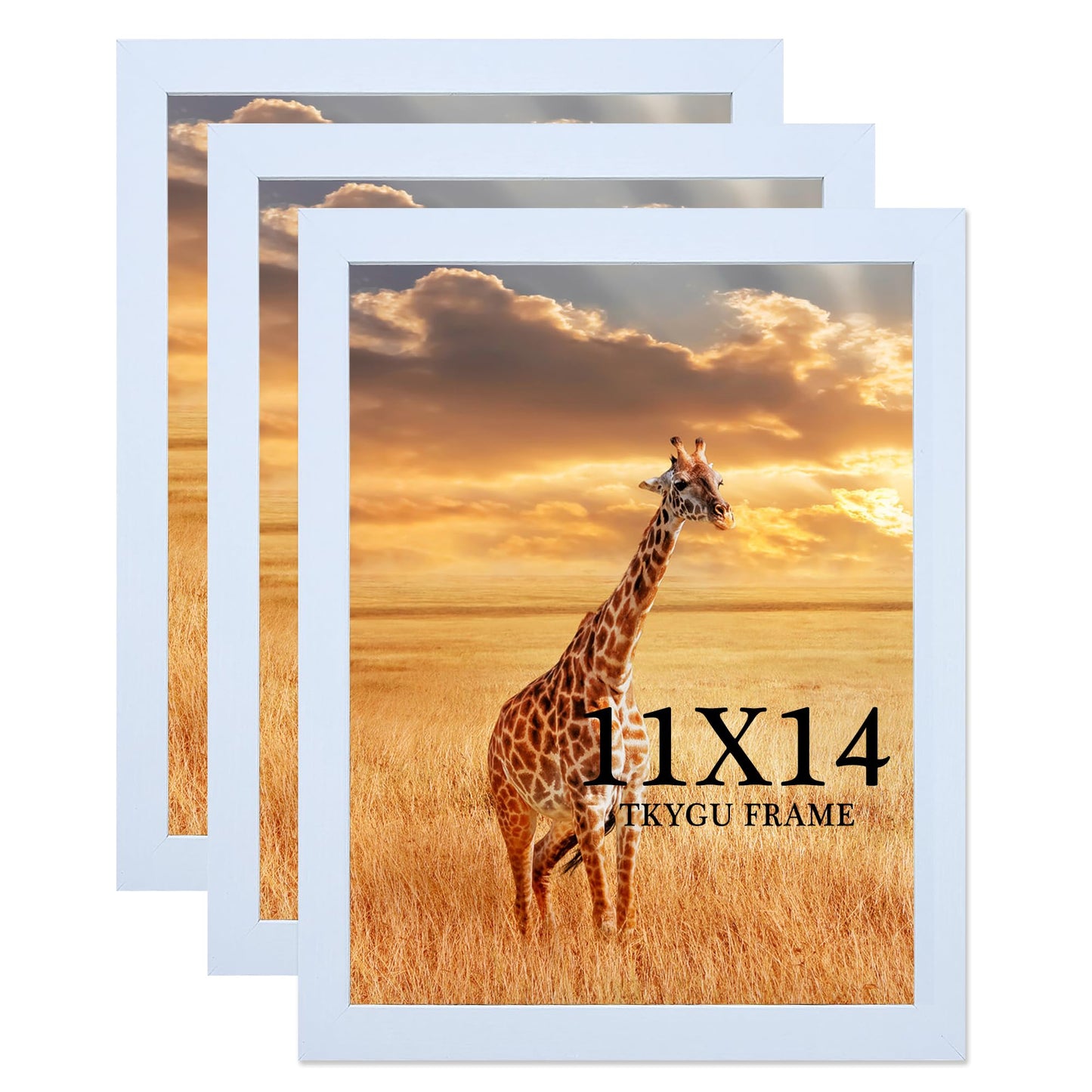TKYGU 11x14 Picture Frame Set of 3,Wooden Frame 14x11 Wall Gallery Poster Photo frame white with Durable Shatter Resistant Plexiglass for Wall Mounting Family -friend- wedding best gift