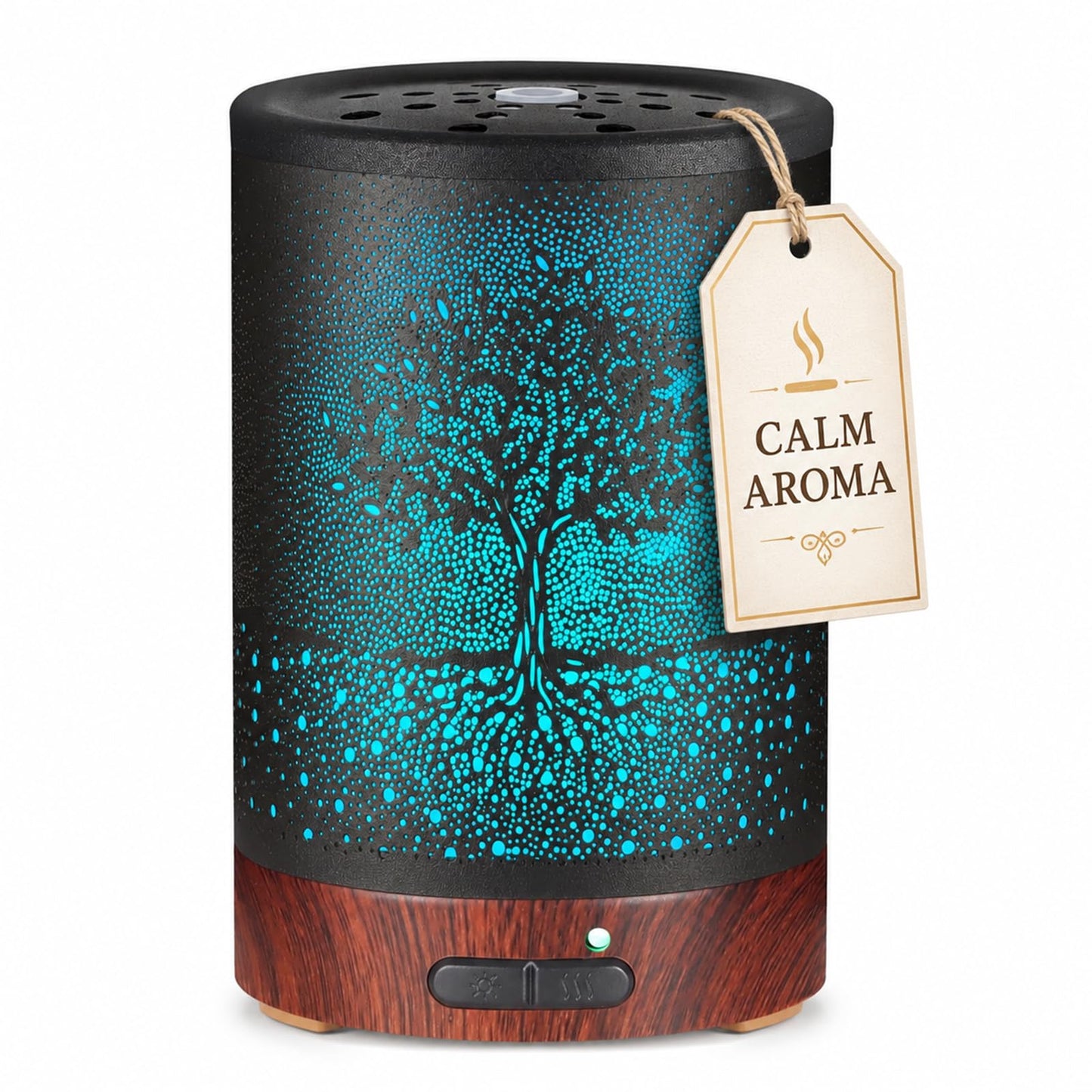 Essential Oil Diffuser- Aromatherapy Diffuser with7 Colors Light and Auto-Off for Women Metal Cool Mist Humidifier for Home and Office for Mom Women(Tree)