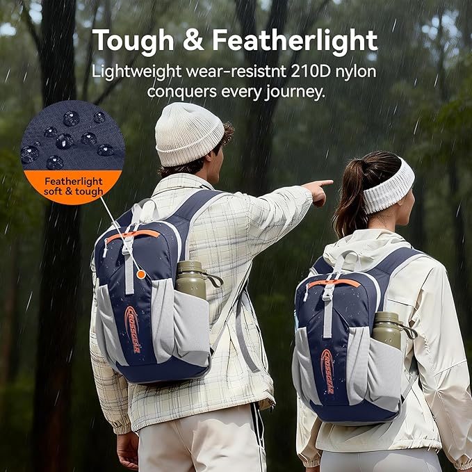 CROSSGEAR 16L Lightweight Hiking Backpack, RFID Foldable Packable Backpack for Women Men, Water Resistant Small Hiking Daypack Navy Blue
