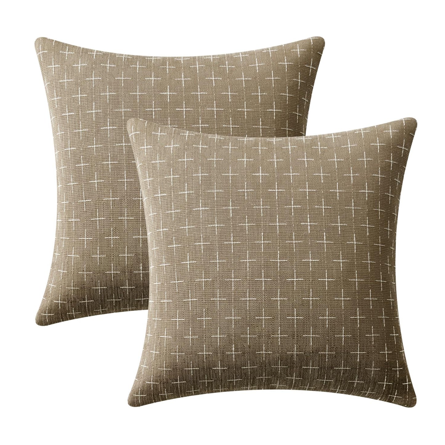 MIULEE Pack of 2 Decorative Burlap Linen Spring Throw Pillow Covers Farmhouse Pillowcases Modern Rustic Woven Textured Cushion Cover for Sofa Couch Bed 20x20 Inch Taupe