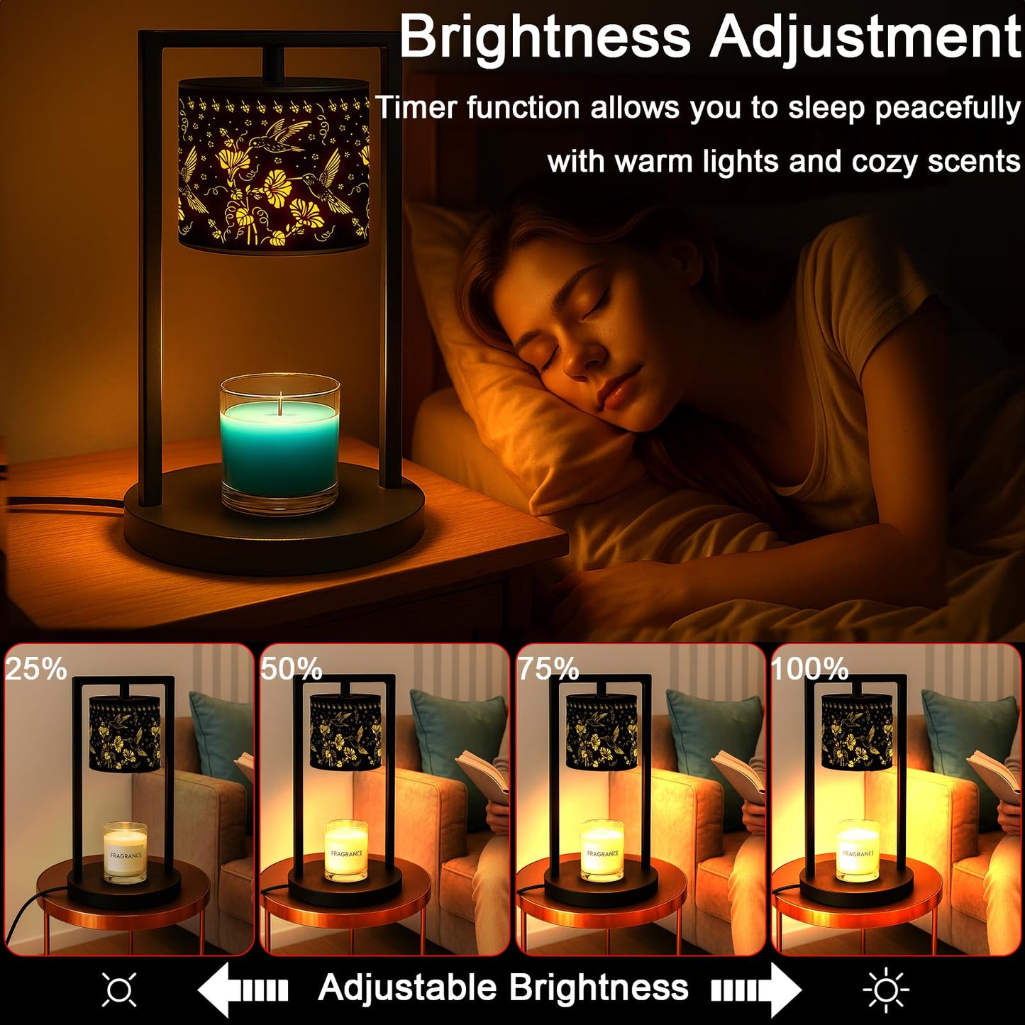 Gantok Candle Warmer Lamp with Timer Wax Melt Warmer for Scented Jar Candles Candle Lamp Warmer Gifts for Mom Christmas Gifts, House Warming Gifts New Home Office Dorm Room Fall Decor (Hummingbird)