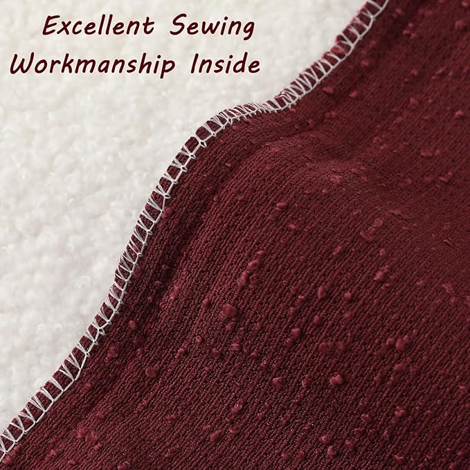FUTEI Pack of 2 Burgundy Decorative Throw Pillow Covers 22x22 Inch Soft Cozy Solid Boucle Textured Cushion Case,Modern Home Decor for Couch Bed Living Room