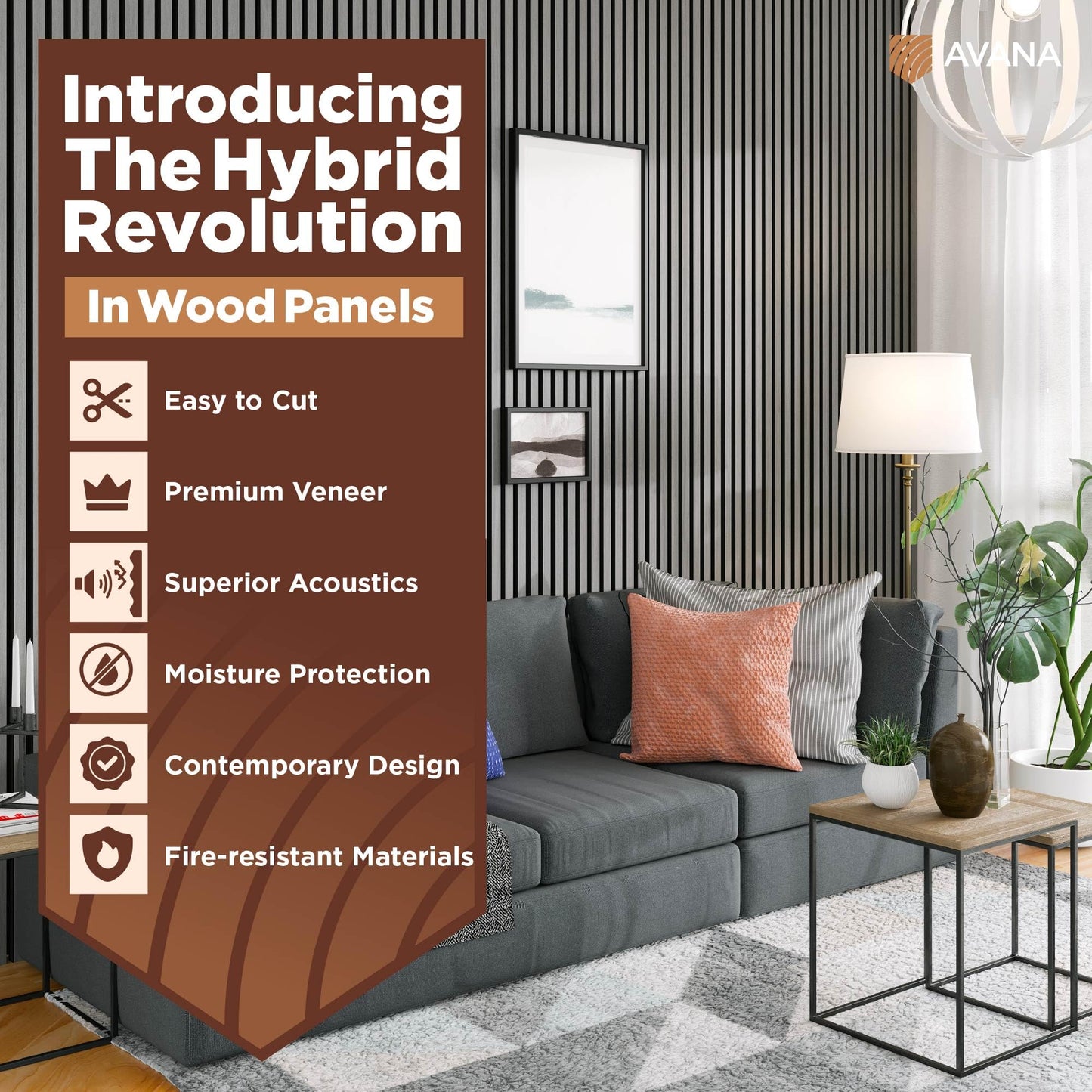 Avana Acoustic Wood Wall Panels – 93.2x11.25 Inch Panels – Fits 94x12 Layout – Gray Oak Acoustic Panels 4 PCs – Wall Panels for Interior Wall Decor for Homes, Offices – Design Wood Panels for Wall