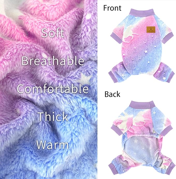 XPUDAC Dog Sweater Glows in The Dark Fleece Pajamas for Small Medium Dogs Girl Boy Puppy Clothes for Halloween Christmas Winter(X-Small)