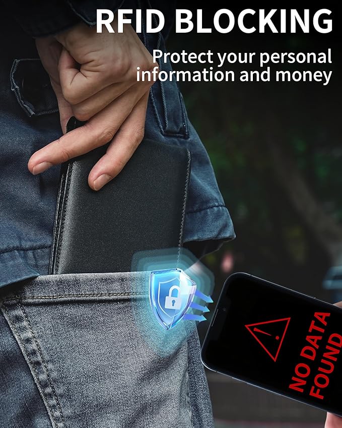 Artpaxy Mens Wallet Genuine Leather Bifold RFID Blocking Wallet for Men with 2 ID Windows 12 Card Holders 2 cash pockets 1 Gift Box