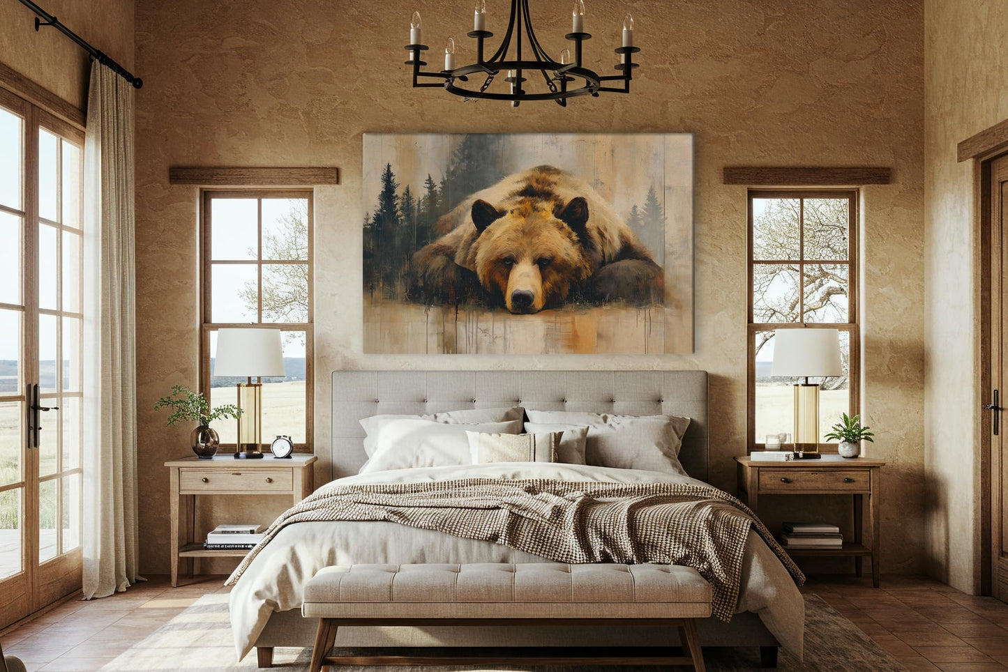 LuxeWood Wildlife Canvas Prints - Wild Animals Home Decor - Medium, Large, and Extra Large Wall Art for Living Room, Bathroom, Kitchen (Grizzly Repose, 20" L x 30" W)