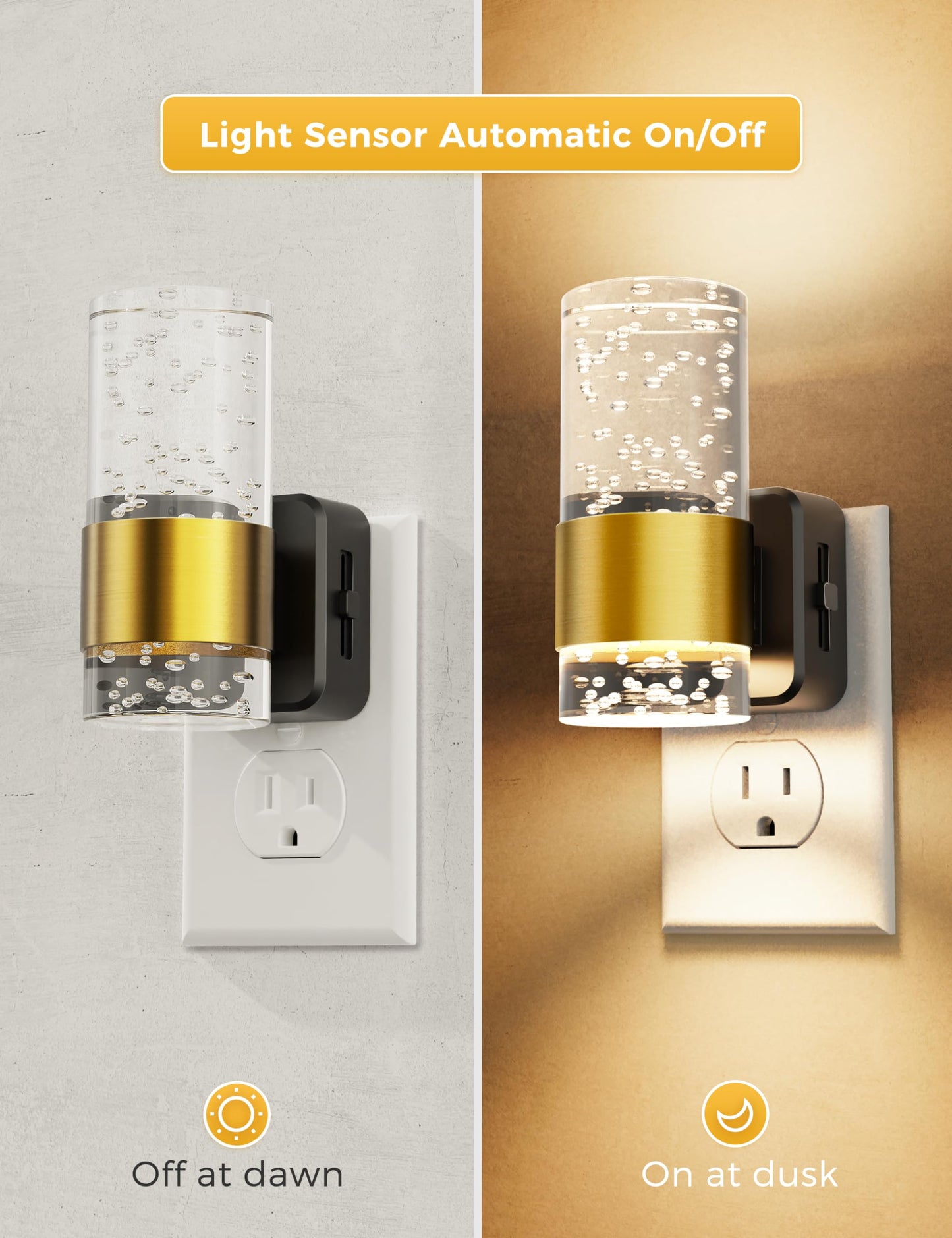 L LOHAS LED Night Lights Plug into wall, 2 Pack Soft Light Night Light with Adjustable Brightness, Plug in Night Light with Auto Light Sensor