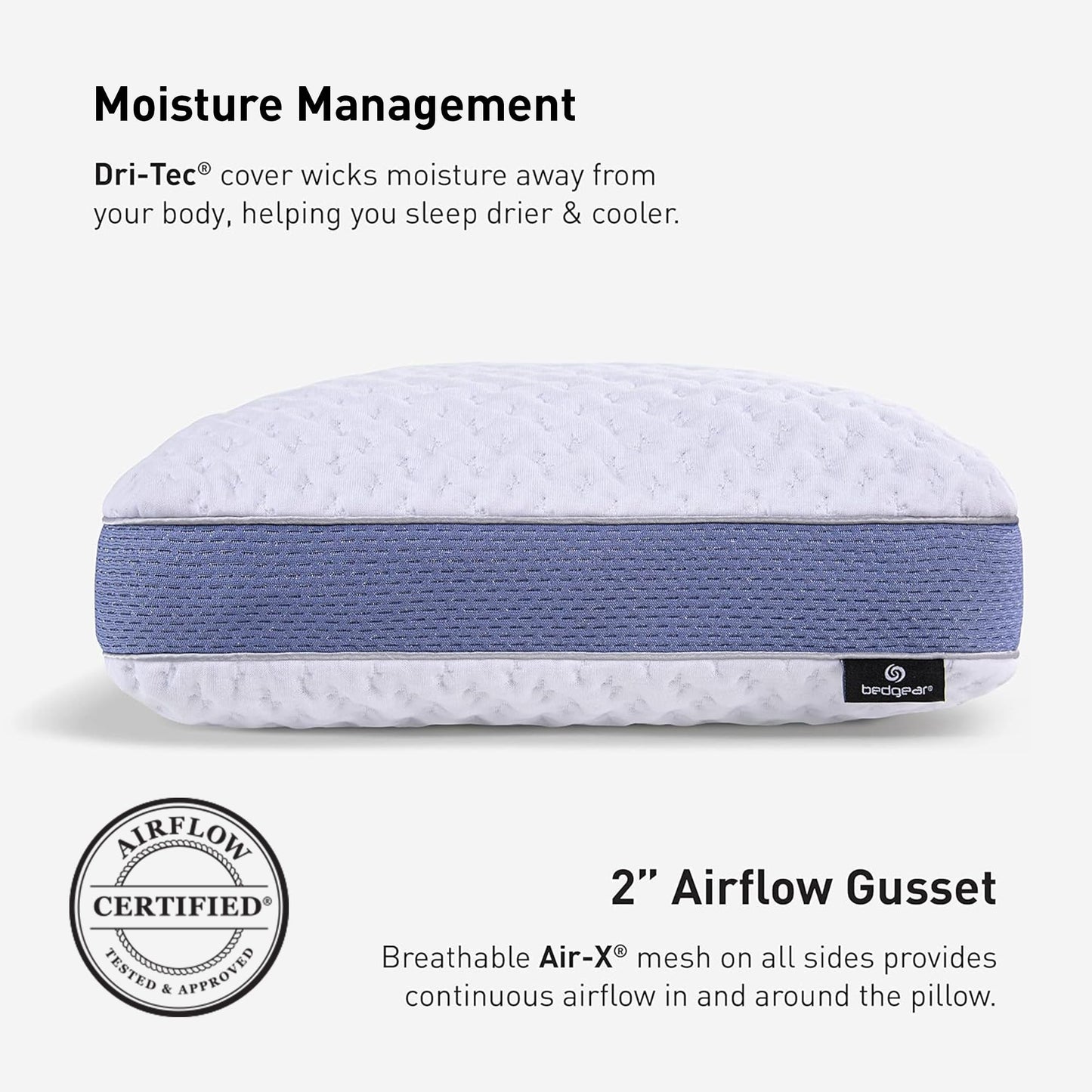 Bedgear Balance Performance Pillow – 2.0 - Moisture Wicking Bed Pillow for All Sleep Positions - Medium Firmness Bed Pillow - Washable Removable Cover – 20" W x 26" L x 5.75" H