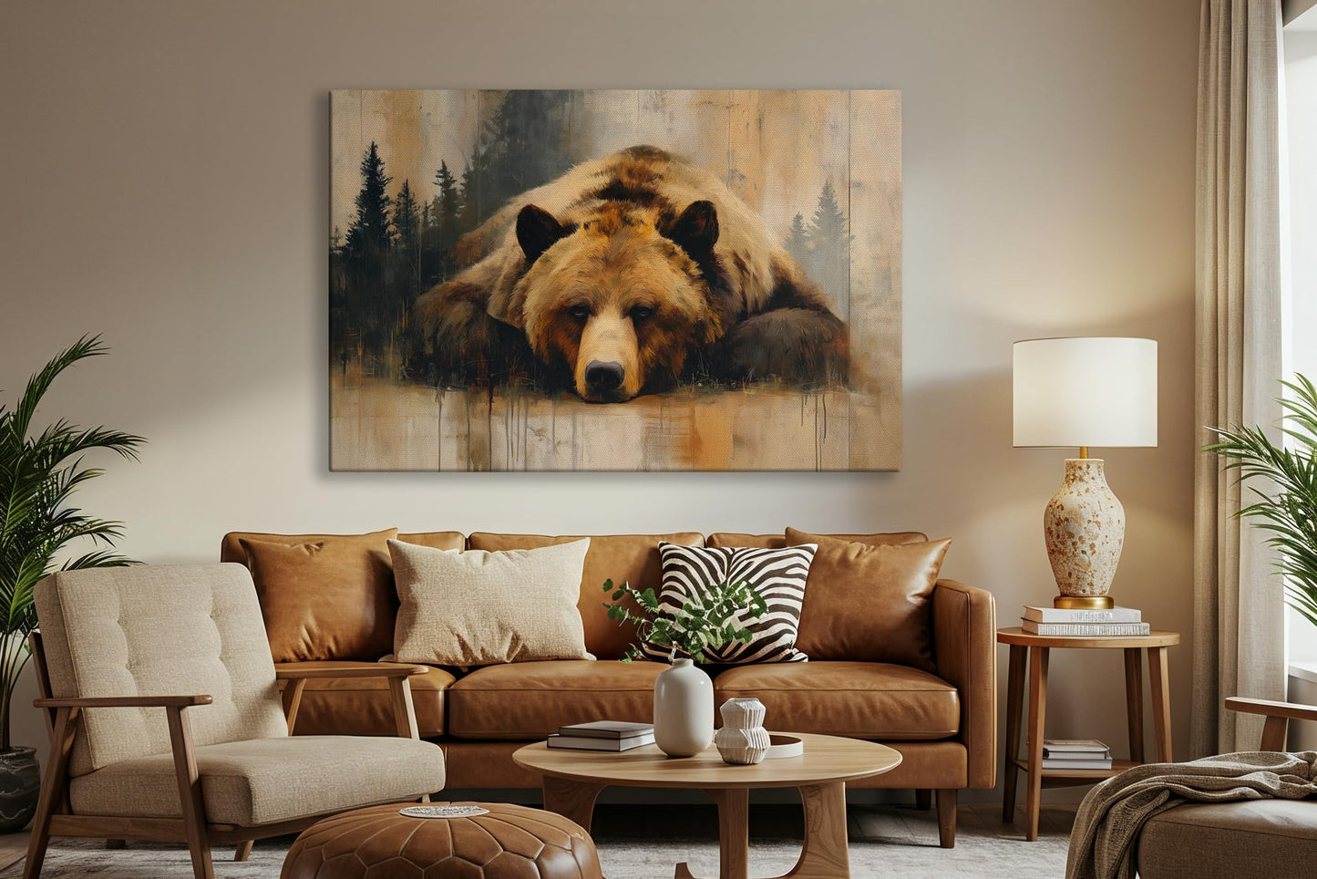 LuxeWood Wildlife Canvas Prints - Wild Animals Home Decor - Medium, Large, and Extra Large Wall Art for Living Room, Bathroom, Kitchen (Grizzly Repose, 20" L x 30" W)