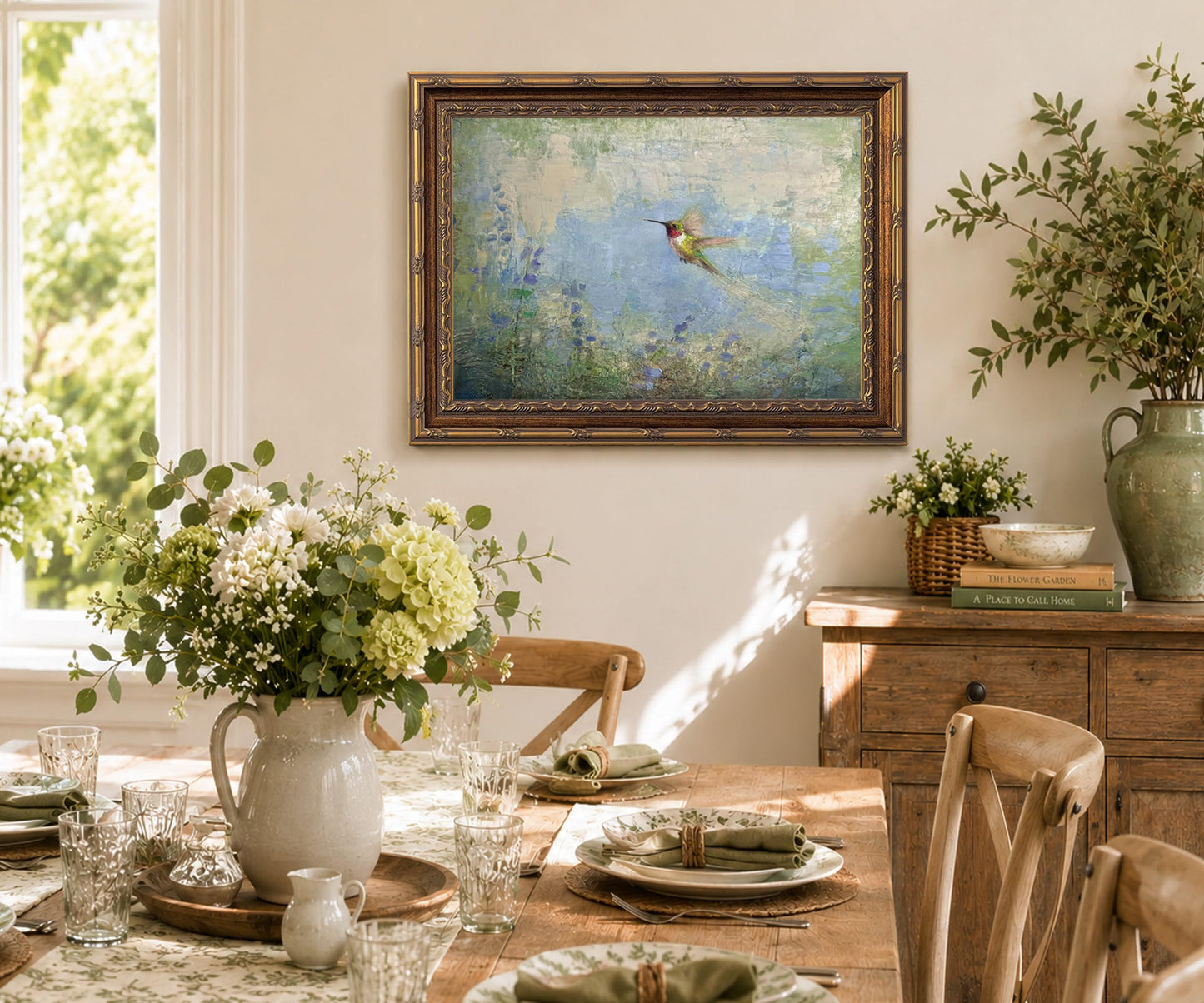 Hummingbird Wall Art Framed Canvas Prints, 8x10 Inches
