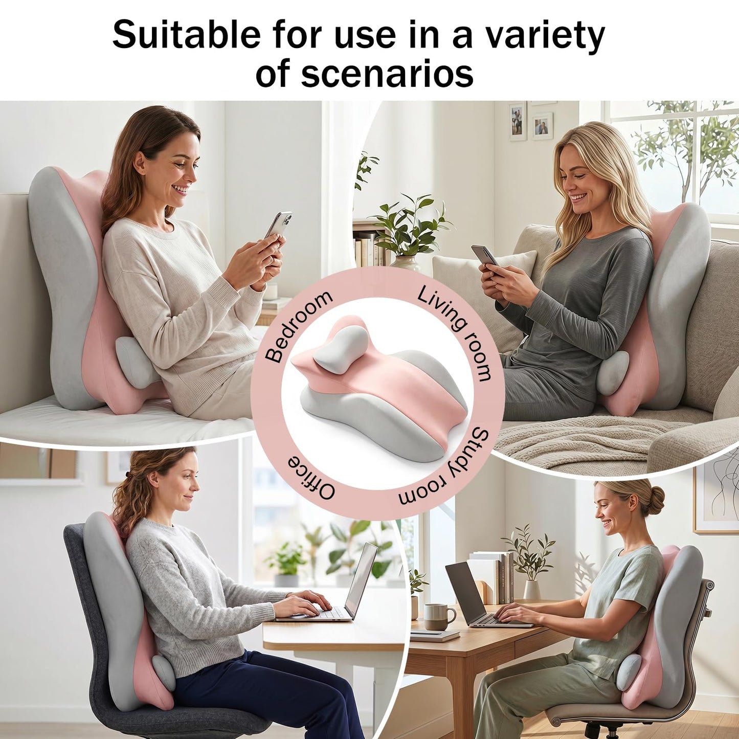 cjc Ergonomic Memory Foam Wedge Pillow 27° Support for Neck,Back and Waist,Multi-Position Bed Support Pillow with Removable Cover (Pink Gray)