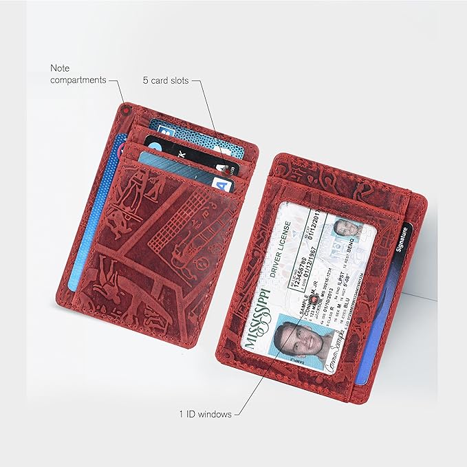 Oak Leathers Leather Slim Minimalist Wallet for Men & Women RFID Front Pocket Leather Card Holder Wallets