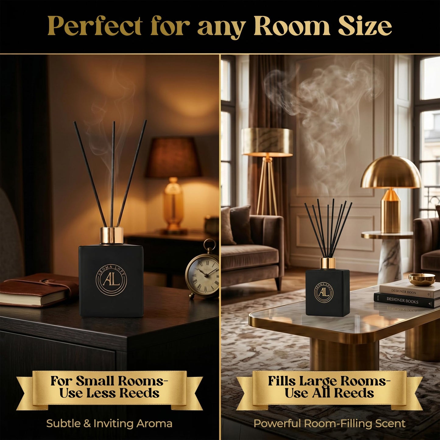 Reed Diffuser - Fragrance Diffuser for Home - 5 oz. Oil Diffuser Sticks - Bathroom Diffuser Set- Oil Diffuser Reeds - Scent Sticks in Oil-Office Smell Good Stuff (Black, Fresh Linen)