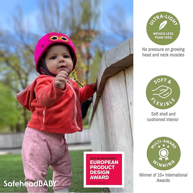 SafeheadBABY Soft Baby Head Protector Helmet for Crawling and Walking 7–24 Months – Ultra-Lightweight & Breathable Infant Safety Helmet That Grows with Your Baby (Head Circ. 40–52 cm) – Dino Green