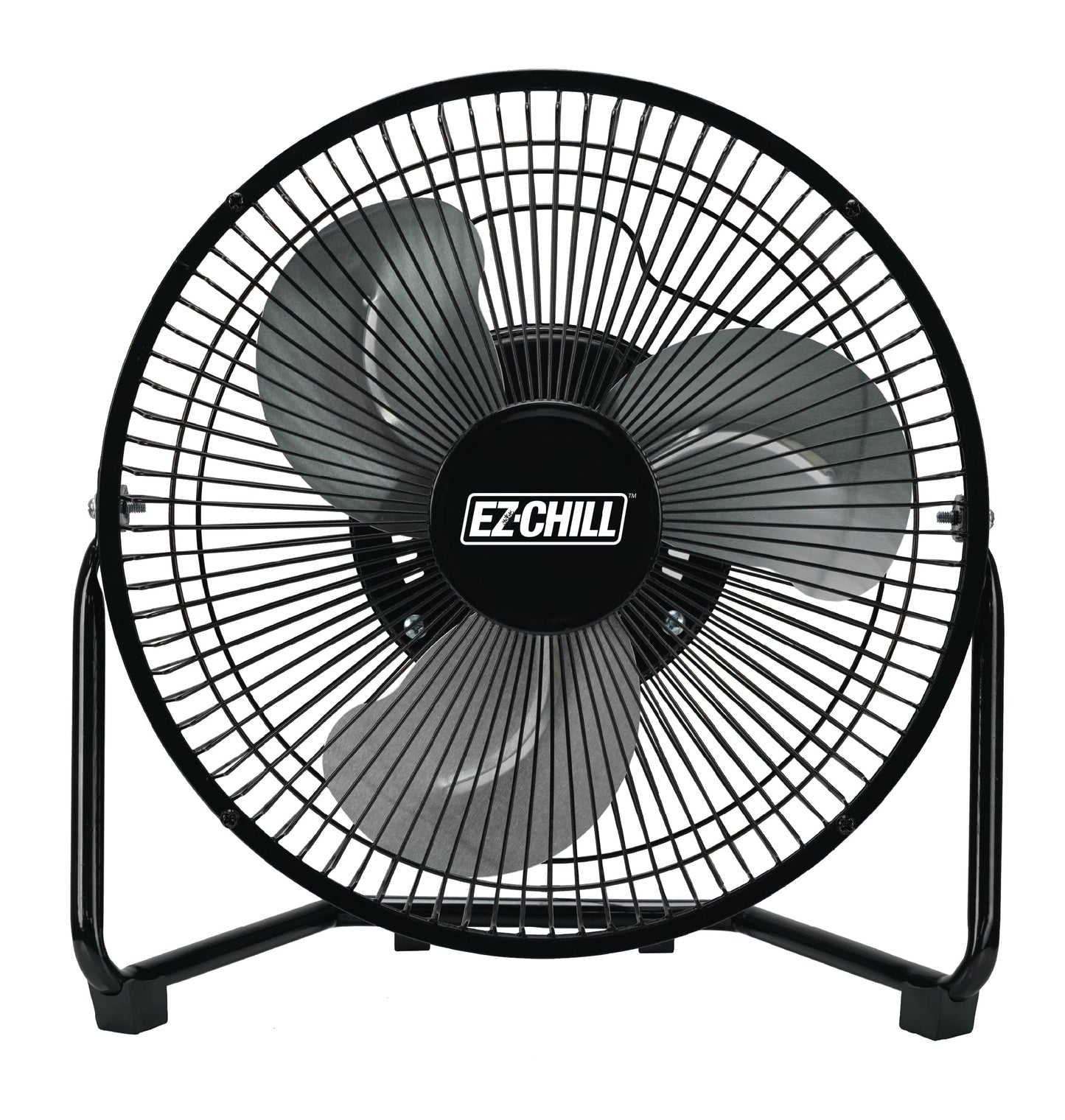 EZ-CHILL 9" Cradle Floor Fan, 3 Speed, Electric, 180 Degree Adjustable Tilt, All Metal, Carry Handle, Rubber Feet, Table Fan, Airflow 12.57 ft/sec, Ideal for Home, Bedroom & Office, MTFDB-9