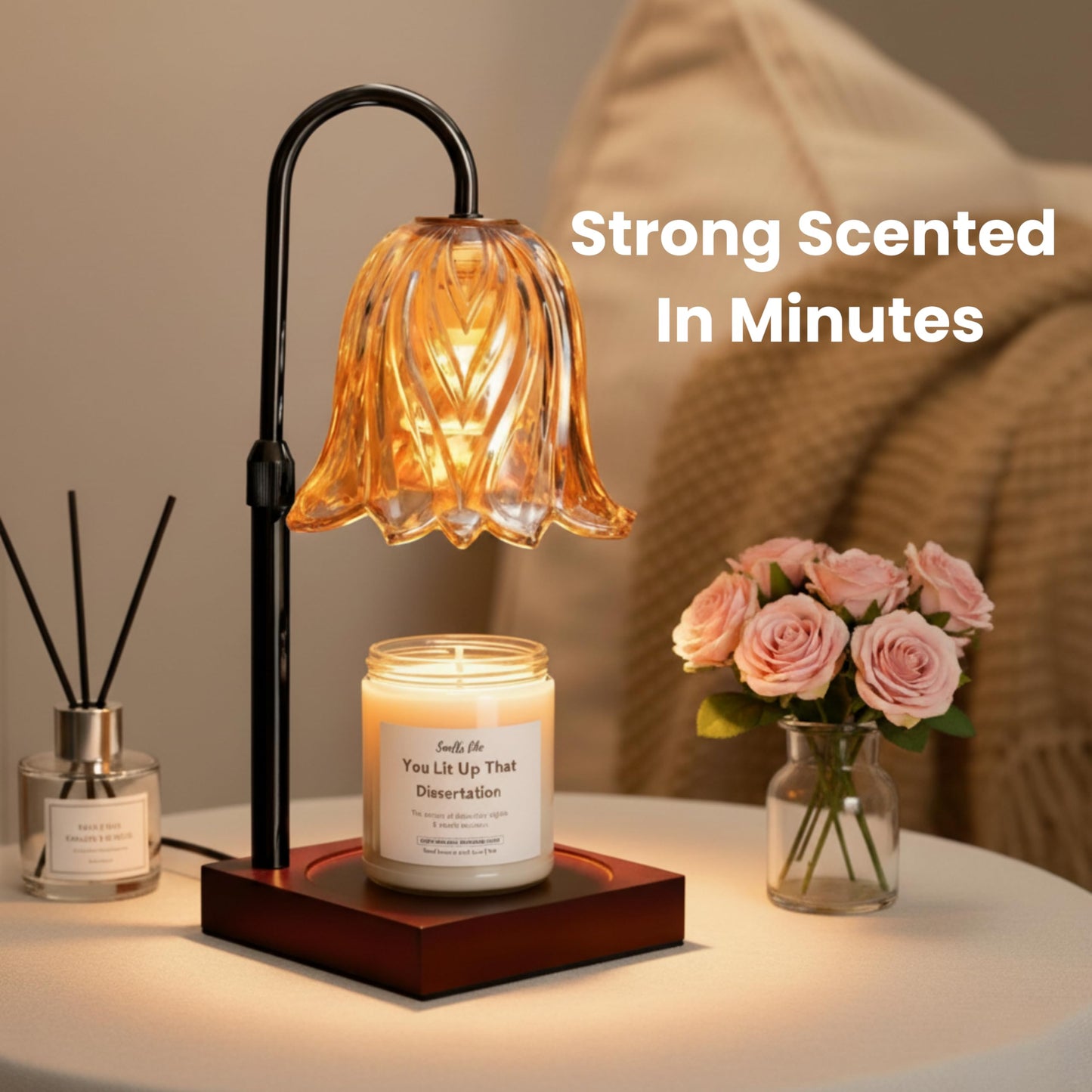 With Memories-Candle Warmer Lamp with Timer Dimmable, Birthday Gifts for Women Mom, House Warming Gifts New Home Decor, Wax Melt Warmer for Jar Candles with 2 Bulbs (Black)