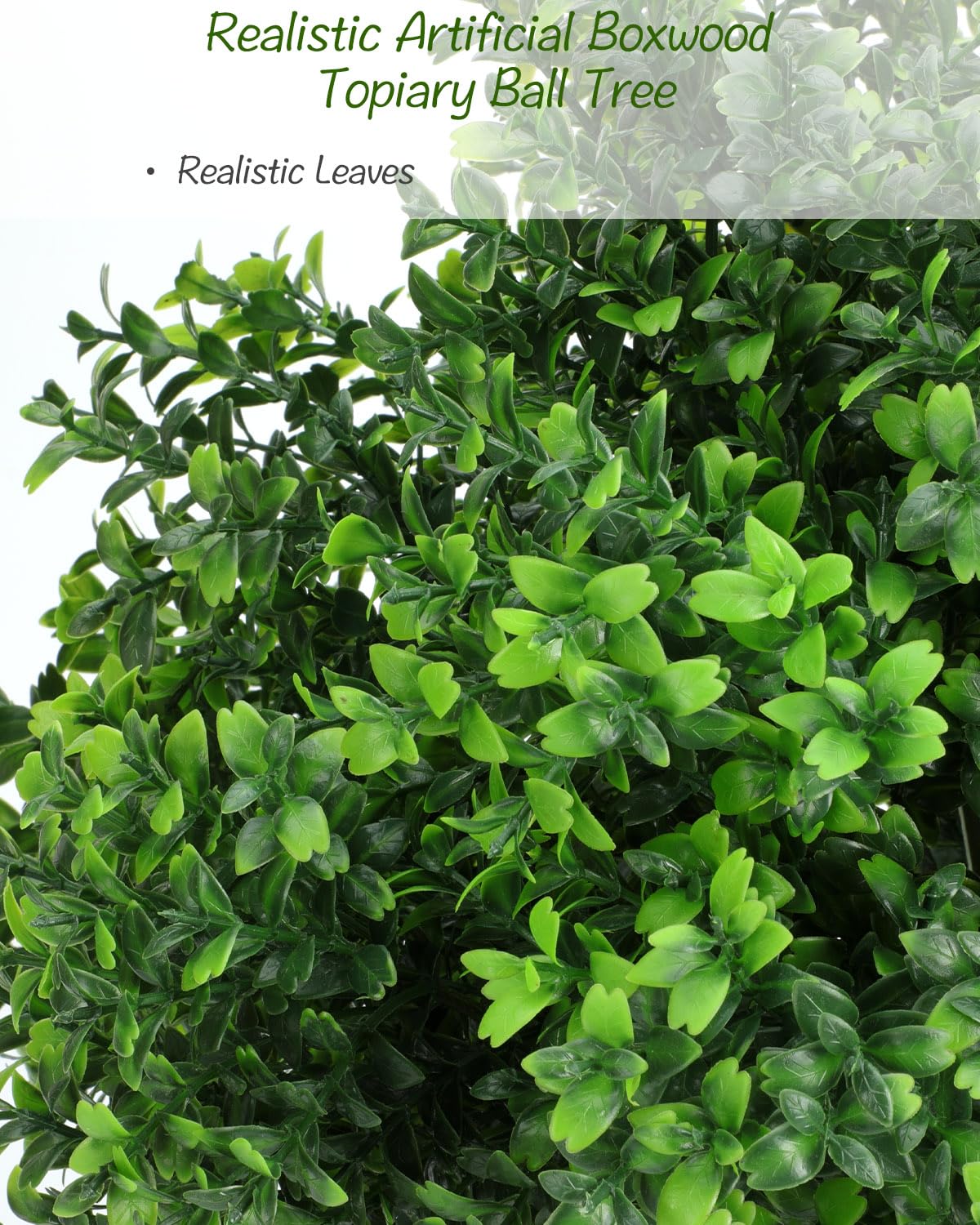27.5" Artificial Boxwood Topiary Ball Trees for Outdoor with Round Spike, Set of 2 UV Resistant Fake Bushes Artificial Outdoor Shrubs for Front Porch Planters, Weatherproof Faux Greenery Plants Decor