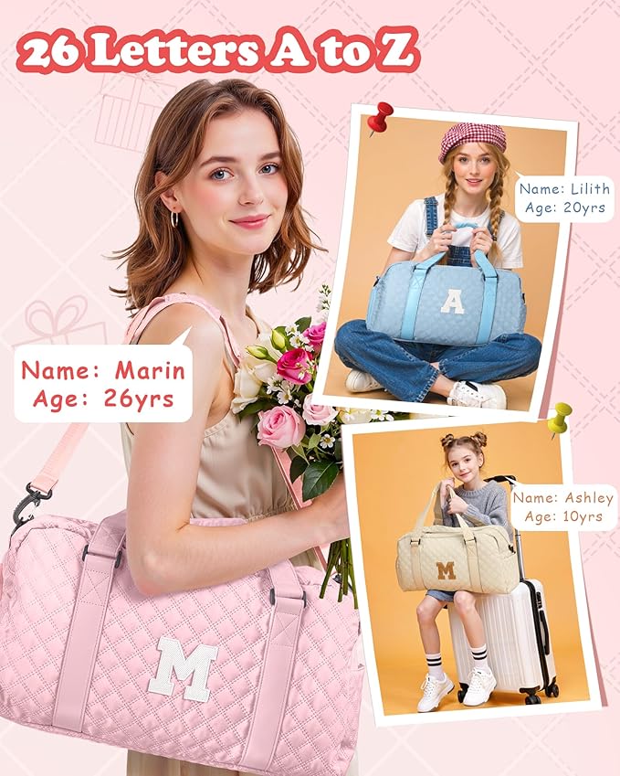 Elilier Girls Birthday Gifts, Travel Duffel Bag, Personalized Weekender Bag, Monogram Overnight Bag Gift for Grandmother, Birthday Gifts Personalized Gifts Bridesmaid Gifts, Mom Gifts