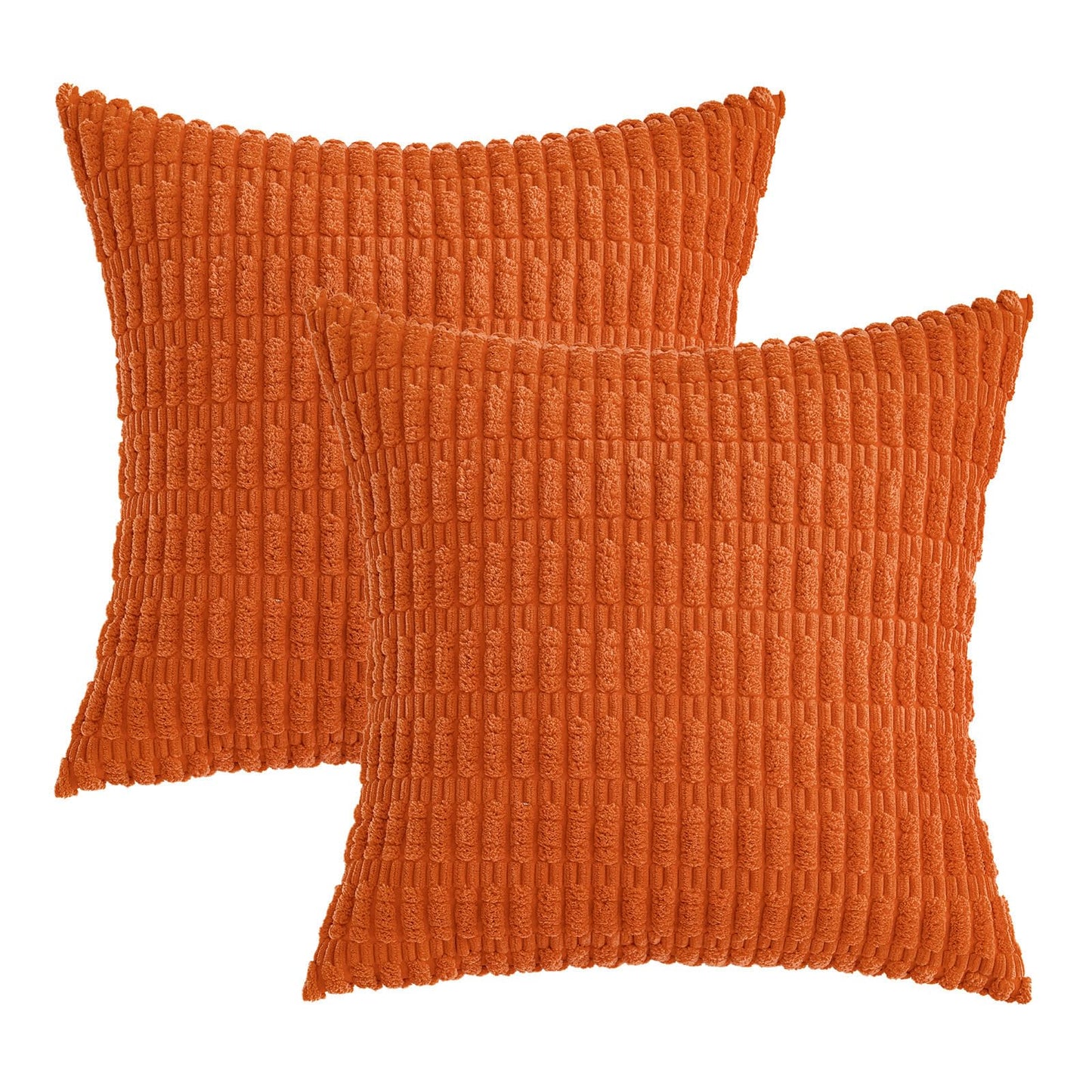 MIULEE Pack of 2 Orange Corduroy Decorative Pillow Covers 20x20 Inch Soft Boho Striped Throw Pillow Covers Modern Farmhouse Home Decor for Halloween Thanksgiving Summer Sofa Living Room Couch Bed
