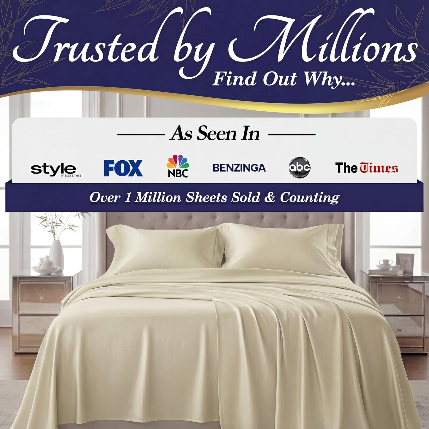 DECOLURE 100% Viscose Derived from Bamboo Sheets King Size - Luxury 4 Pc Naturally Cooling Sheets, Ultra Soft Bed Set - Deep 17" Pockets, Durable Double Stitching, Oeko Tex Standard (Creme)