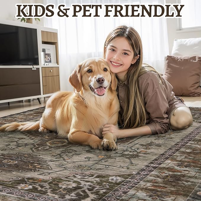 Tangsoo Washable Entryway Rugs 2x3 Vintage Non Slip Small Area Rug, Indoor Front Door Rug, Print Distressed Door Mat Indoor Entrance Soft Low Pile Throw Rug for Entry Kitchen Bedroom Grey